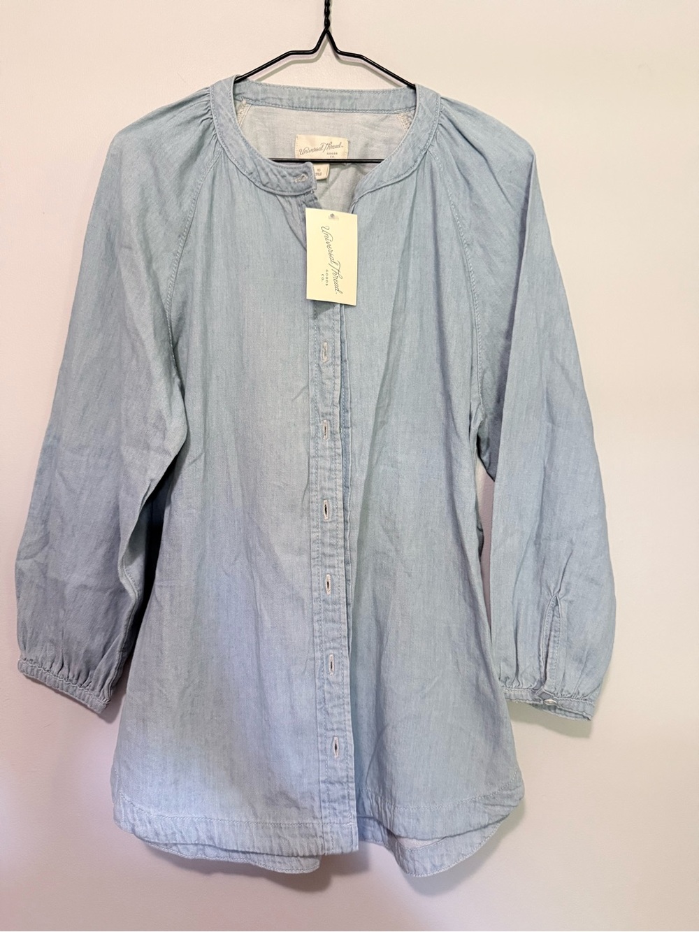 NWT Universal Thread Light Blue Button-Down Cotton Blouse